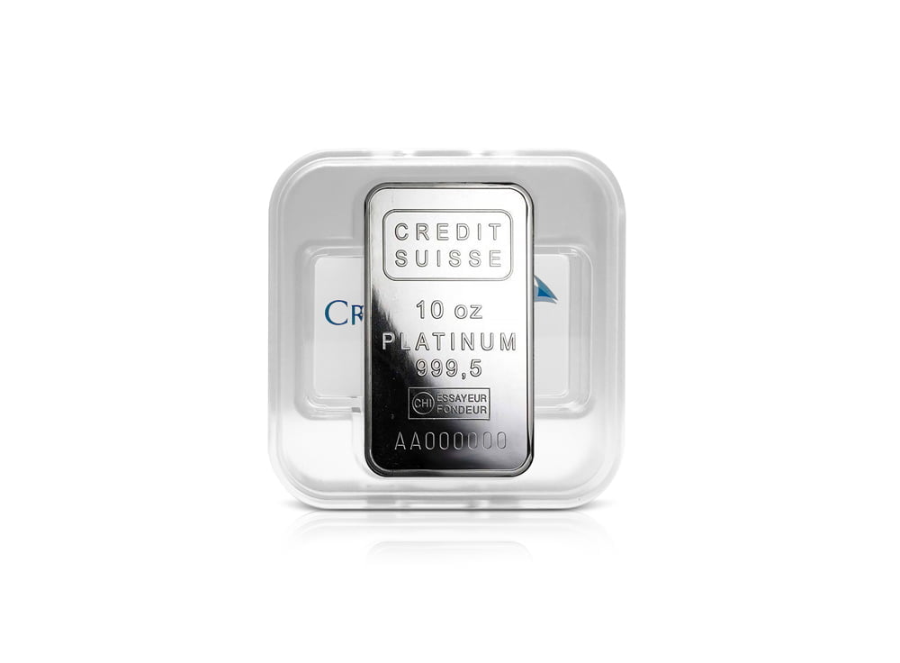 10 oz Platinum Credit Suisse Bar 999,5 (hard plastic case