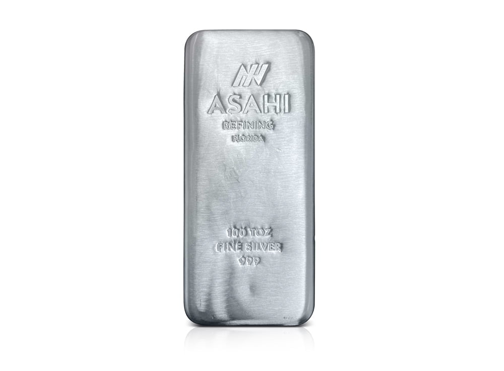 100 oz Silver Asahi Refining Florida Bar 999 – Express Gold Refining