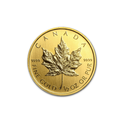 1/2 oz Gold Canadian Maple Leaf Coin (random years) 99.99%