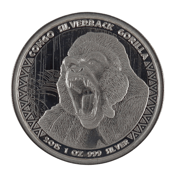 1 oz Silver 2015 Congo Silverback Gorilla Coin