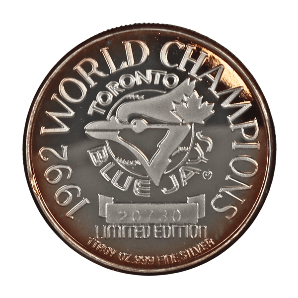 1 oz Silver 1992 World Champions Blue Jays Coin