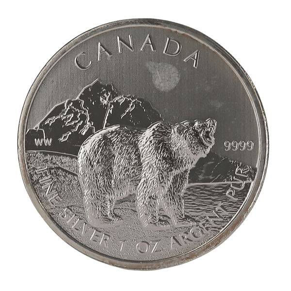1 oz Silver 2011 Canada $5 Dollar Grizzly Bear Wildlife Series