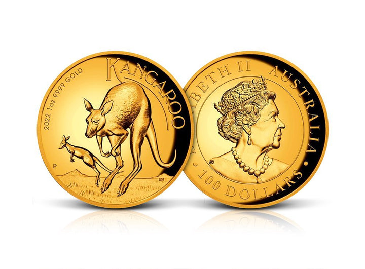 1 oz Gold Australian Kangaroo 2022 Coin 99.99%