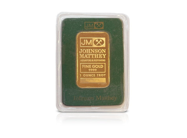 1 oz Gold Johnson Matthey Bar 9999 (w/ Assay Card)