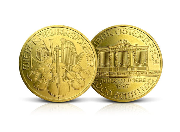 1 oz Gold Austrian Philharmonic Coin 99.99% (random years)