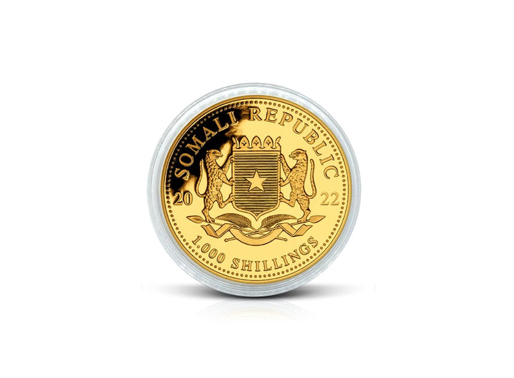 1 oz Gold Somalia Republic Elephant 2022 Coin 999.9 1 min