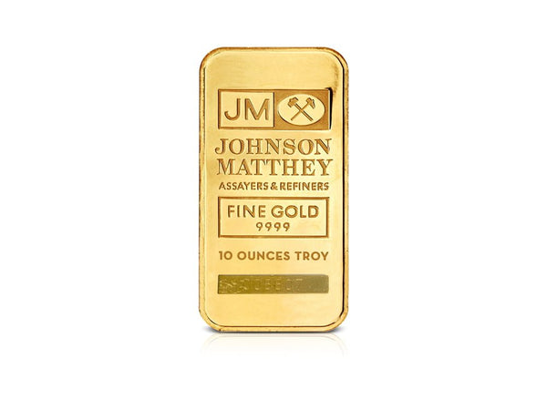 10 oz Gold Johnson Matthey bar 99.99%