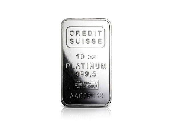 10 oz Platinum Credit Suisse Bar 99.95%