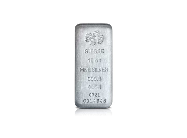 10 oz Silver PAMP Suisse Cast Bar 99.9 Fine