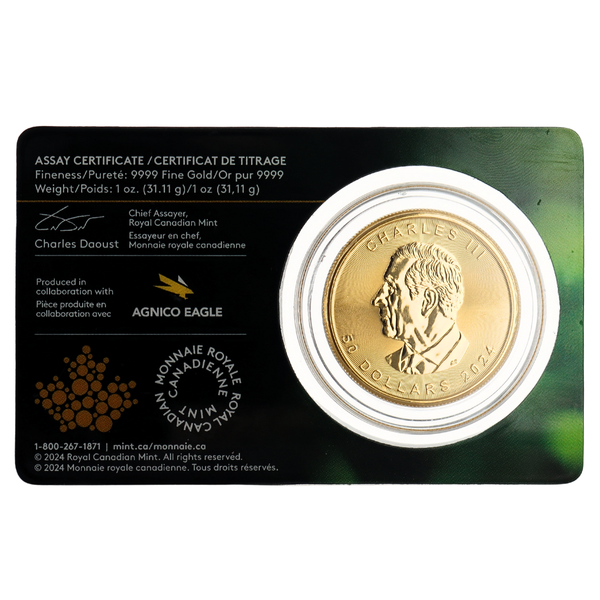 1 oz Gold 2024 Single Source - Agnico Eagle Detour Lake Mine - 99.99% Pure- $50 RCM