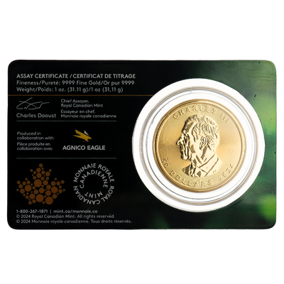 1 oz Gold 2024 Single Source - Agnico Eagle Detour Lake Mine - 99.99% Pure- $50 RCM