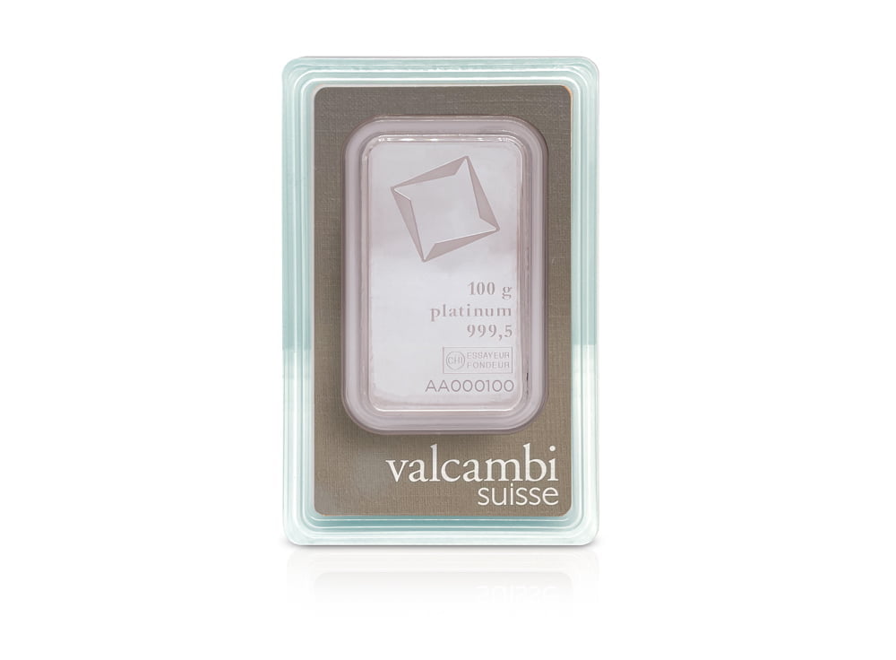 100 g Platinum Valcambi Suisse Bar 999.5 – Express Gold Refining