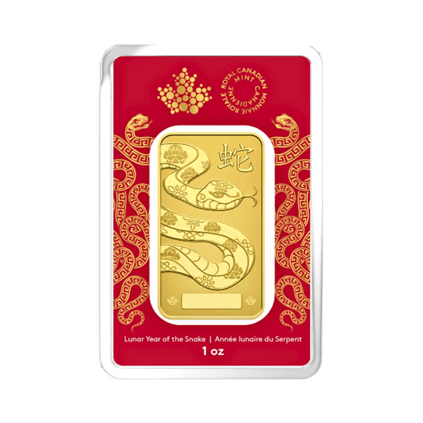 1 oz Gold Bar - 2025 Lunar Year of the Snake (RCM)