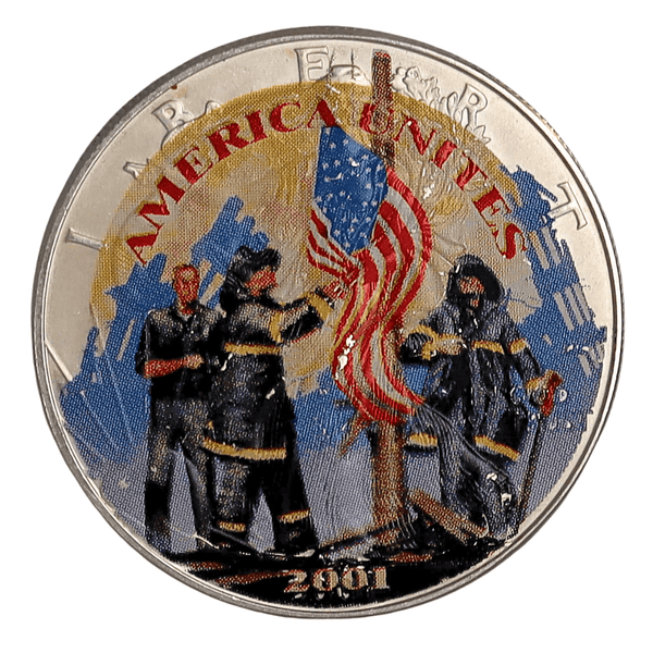 1 oz Silver Eagle Colorized 2001 $1 911 Remembering Our Heroes
