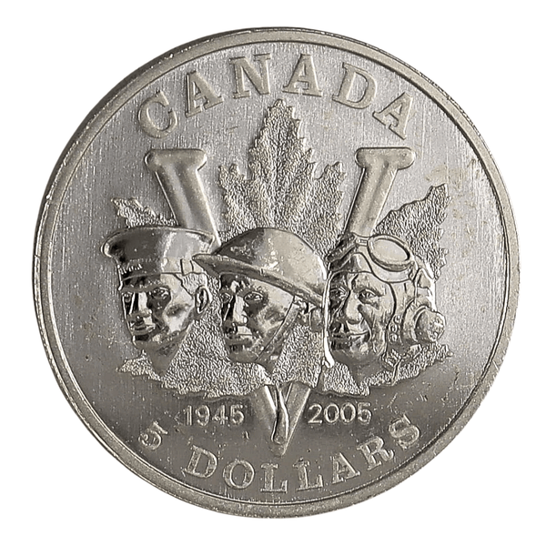 1 oz Silver 2005 (1945) Canadian $5 60th Anniversary Of The End Of World WAR II