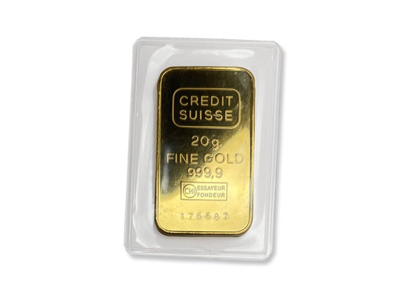 20 g Gold Credit Suisse Bar 9999 (sealed)