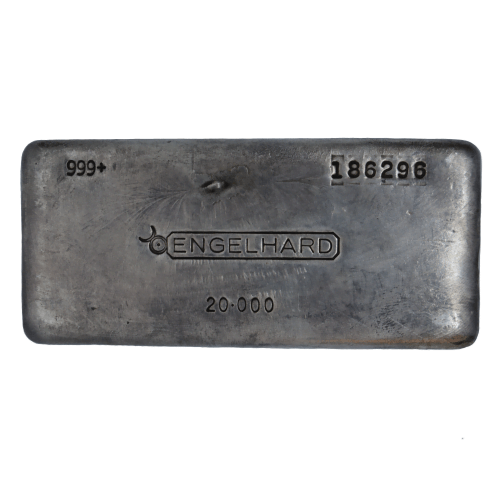 20 oz Silver Engelhard Hand Pored Bar 999