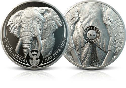 1 oz Platinum South Africa 20 Rand Big 5 Elephant Coin 99.95%
