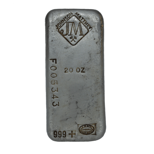 20 oz Silver Johnson Matthey Bar 999