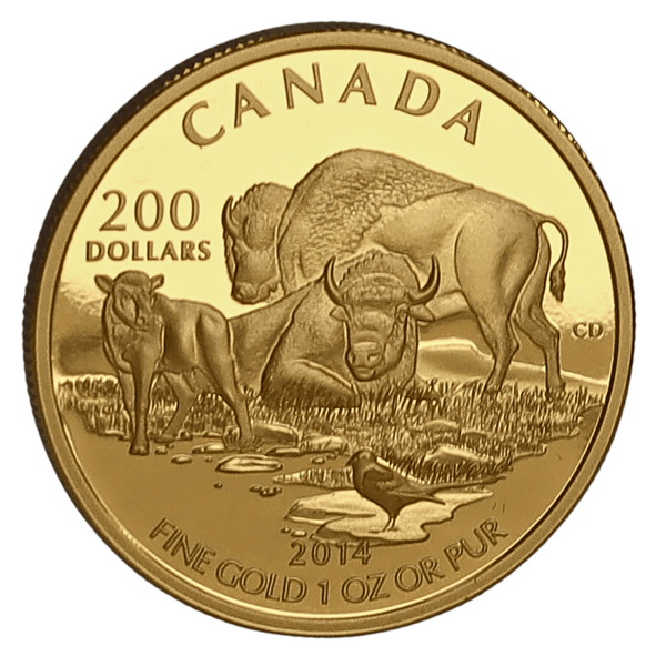 1 oz Gold 2014 200 The Bison At Home on The Plains Coin