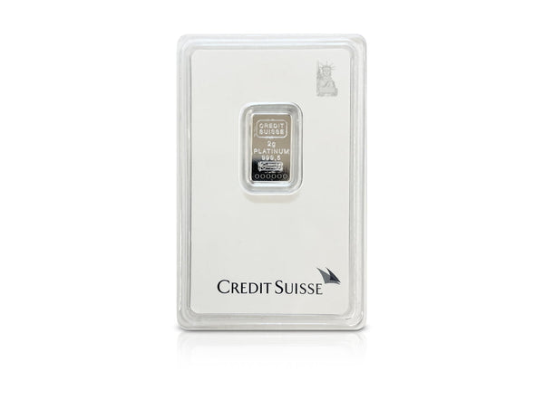 2 g Platinum Credit Suisse Liberty Bar 99.95%