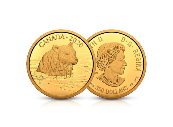 35 g Pure Gold Canadian Wildlife Portraits: The Grizzly Bear Coin 99999 (2020 edition)