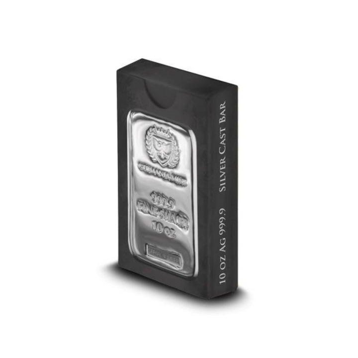 10 oz Silver Cast Bar Germania Mint | Premium Investment Silver