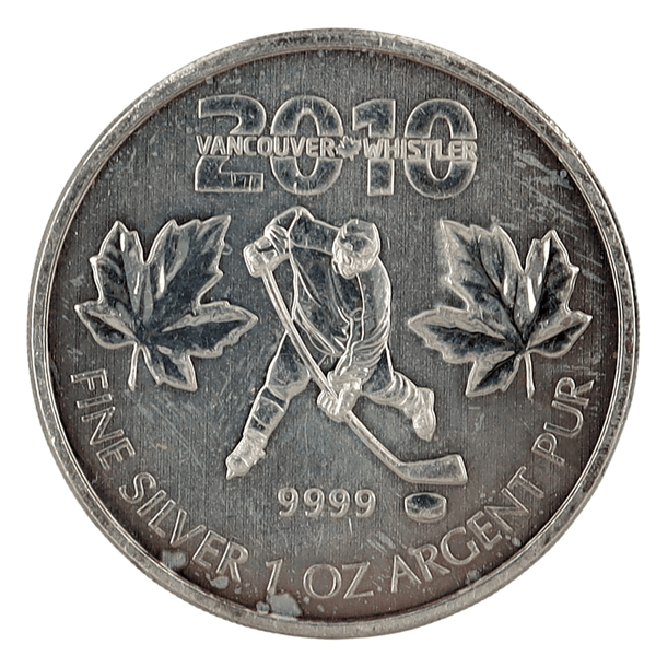 1 oz Silver 5 Dollars Canada 2010 Vancouver Olympic Hockey Games