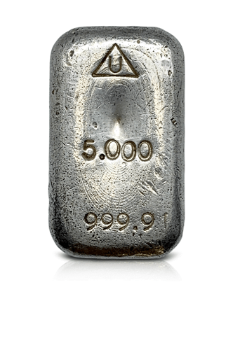 5 oz Silver Delta Mint old poured Bar 999.9