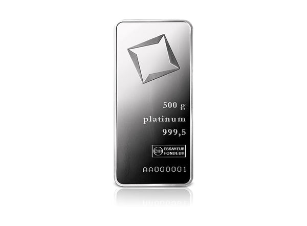 500 g Platinum Valcambi Suisse Bar 999.5