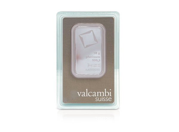 50 g Platinum Valcambi Suisse Bar 999.5