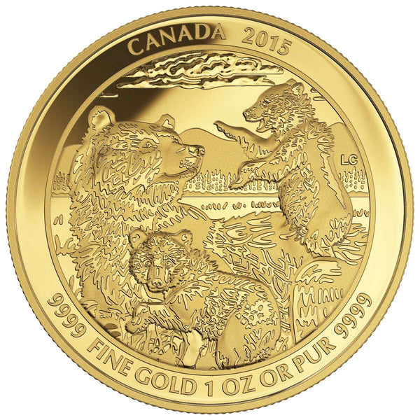1 oz 2015 Pure Gold Coin Grizzly Bear The Clan Mintage 275