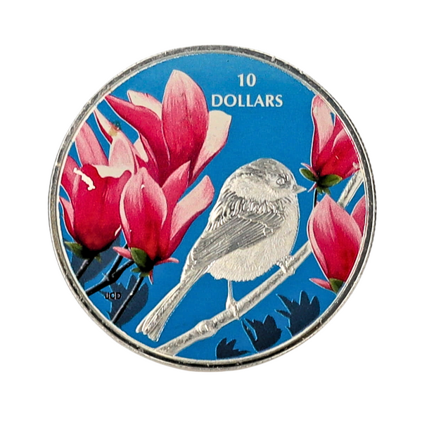1/2 oz Silver Coloured Coin - Birds Among Nature's Colours: Chickadee 2017