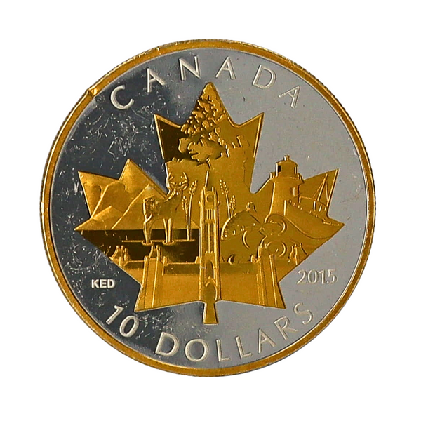 1/2 oz Silver Gold-Plated Coin - Celebrating Canada 2015