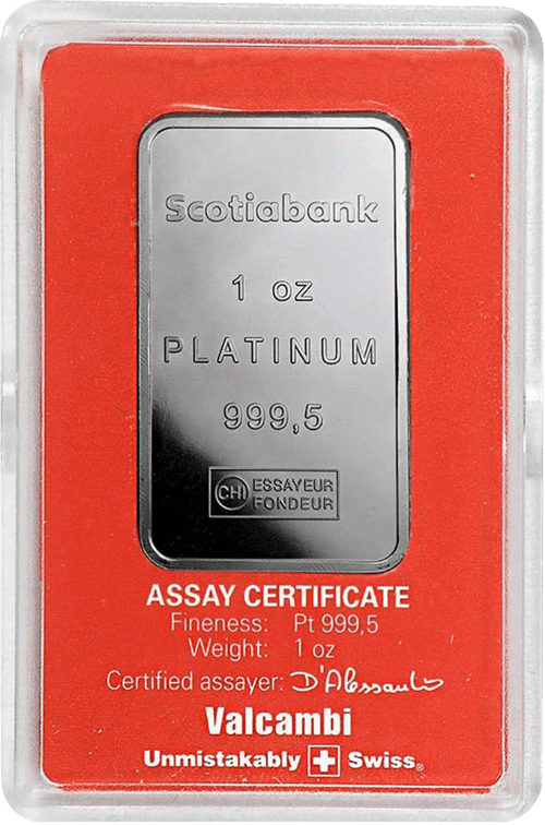 1 oz Platinum Scotiabank Bar 99.95%